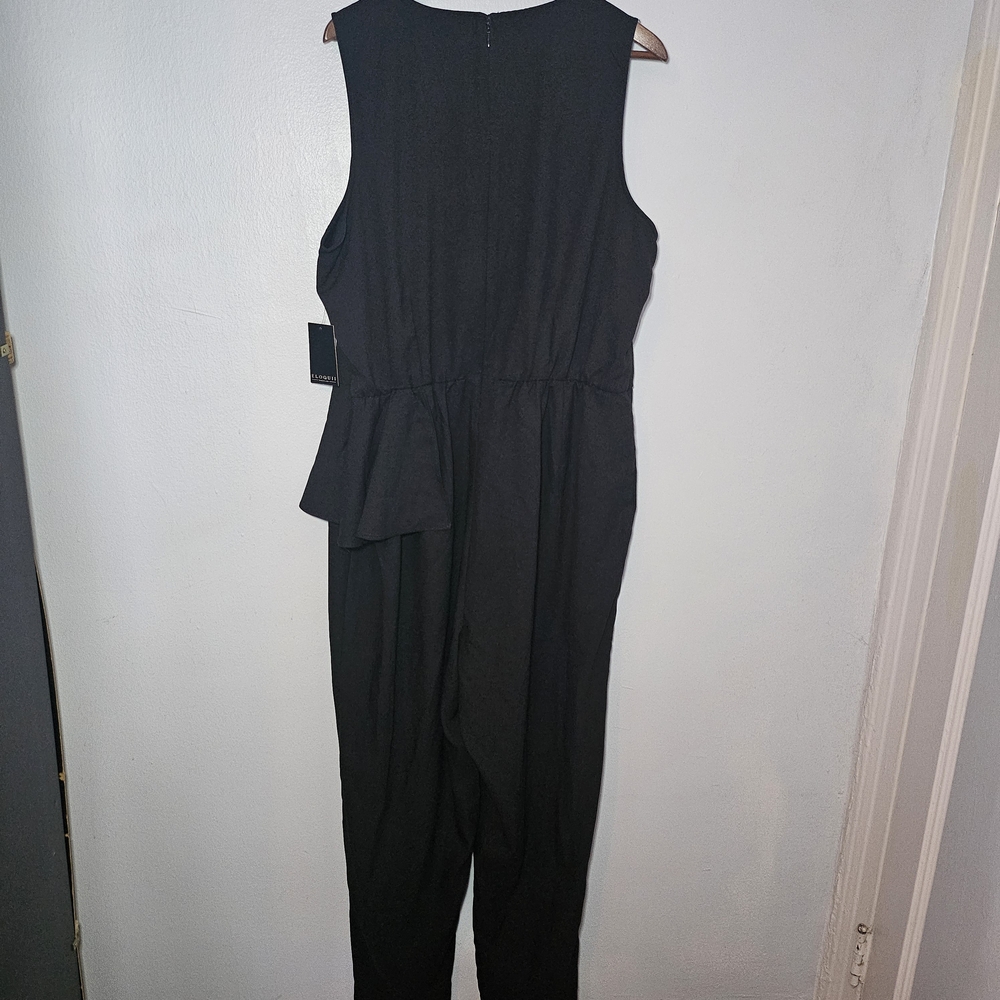 ELOQUII Plus Black Sleeveless Peplum Detail Jumpsuit – Size 20 – NWT